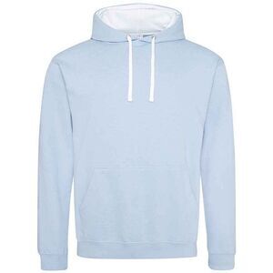Awdis Womens/Ladies Varsity Hoodie / Sky Blue/Arctic White